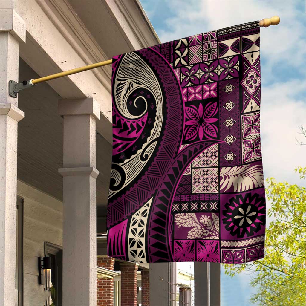 Vintage Samoa Siapo Mamanu Garden Flag Pink Samoan Tapa Motif LT9 House Flag Pink - Polynesian Pride