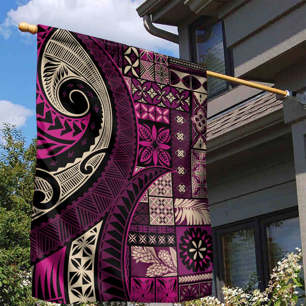 Vintage Samoa Siapo Mamanu Garden Flag Pink Samoan Tapa Motif LT9 - Polynesian Pride