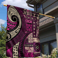 Vintage Samoa Siapo Mamanu Garden Flag Pink Samoan Tapa Motif LT9 - Polynesian Pride