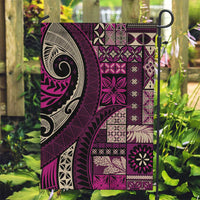 Vintage Samoa Siapo Mamanu Garden Flag Pink Samoan Tapa Motif LT9 Garden Flag Pink - Polynesian Pride