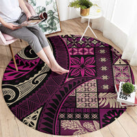 Vintage Samoa Siapo Mamanu Round Carpet Pink Samoan Tapa Motif LT9 - Polynesian Pride