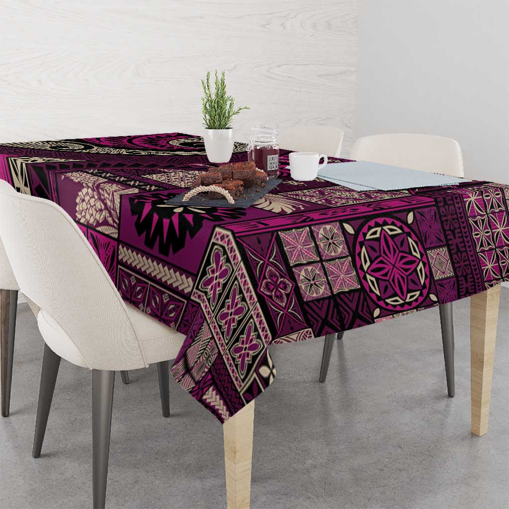 Vintage Samoa Siapo Mamanu Tablecloth Pink Samoan Tapa Motif LT9 - Polynesian Pride