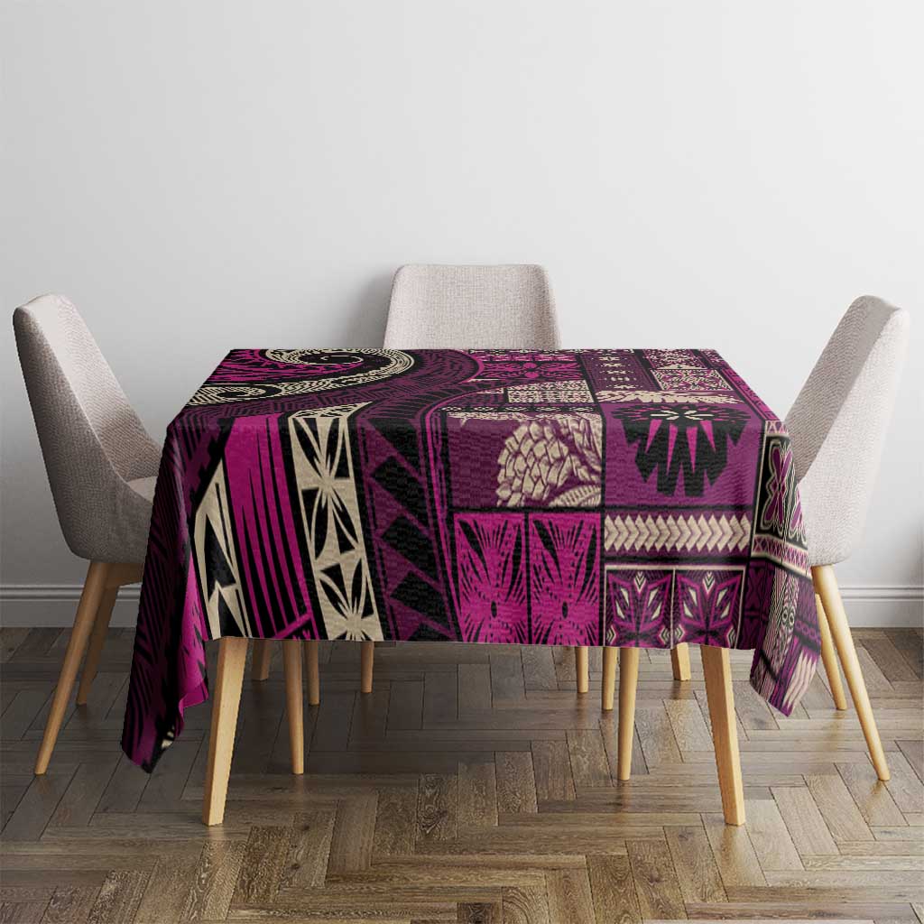 Vintage Samoa Siapo Mamanu Tablecloth Pink Samoan Tapa Motif LT9 - Polynesian Pride