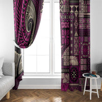 Vintage Samoa Siapo Mamanu Window Curtain Pink Samoan Tapa Motif LT9 - Polynesian Pride