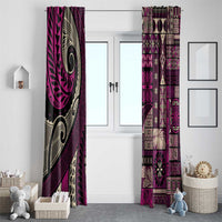 Vintage Samoa Siapo Mamanu Window Curtain Pink Samoan Tapa Motif LT9 - Polynesian Pride