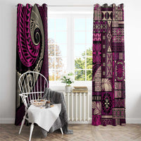 Vintage Samoa Siapo Mamanu Window Curtain Pink Samoan Tapa Motif LT9 - Polynesian Pride