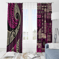 Vintage Samoa Siapo Mamanu Window Curtain Pink Samoan Tapa Motif LT9 - Polynesian Pride