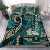 Vintage Samoa Siapo Mamanu Bedding Set Teal Samoan Tapa Motif LT9 - Polynesian Pride