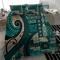 Vintage Samoa Siapo Mamanu Bedding Set Teal Samoan Tapa Motif LT9 - Polynesian Pride