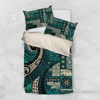 Vintage Samoa Siapo Mamanu Bedding Set Teal Samoan Tapa Motif LT9 US Twin 172cm x 218cm Teal - Polynesian Pride