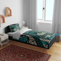 Vintage Samoa Siapo Mamanu Bedding Set Teal Samoan Tapa Motif LT9 - Polynesian Pride