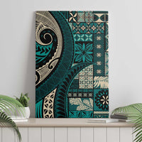 Vintage Samoa Siapo Mamanu Canvas Wall Art Teal Samoan Tapa Motif LT9 - Polynesian Pride