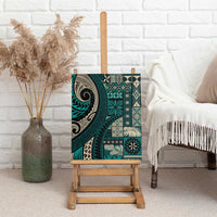 Vintage Samoa Siapo Mamanu Canvas Wall Art Teal Samoan Tapa Motif LT9 - Polynesian Pride