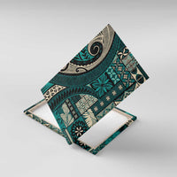 Vintage Samoa Siapo Mamanu Canvas Wall Art Teal Samoan Tapa Motif LT9 With Frame Teal - Polynesian Pride