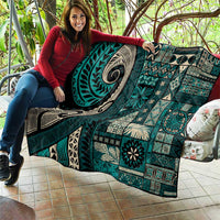 Vintage Samoa Siapo Mamanu Quilt Teal Samoan Tapa Motif LT9 - Polynesian Pride