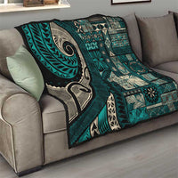 Vintage Samoa Siapo Mamanu Quilt Teal Samoan Tapa Motif LT9 - Polynesian Pride