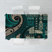 Vintage Samoa Siapo Mamanu Tablecloth Teal Samoan Tapa Motif LT9 Teal - Polynesian Pride