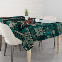 Vintage Samoa Siapo Mamanu Tablecloth Teal Samoan Tapa Motif LT9 - Polynesian Pride