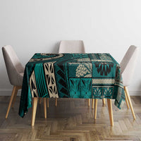 Vintage Samoa Siapo Mamanu Tablecloth Teal Samoan Tapa Motif LT9 - Polynesian Pride