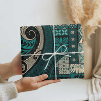 Vintage Samoa Siapo Mamanu Wrapping Paper Teal Samoan Tapa Motif LT9 - Polynesian Pride