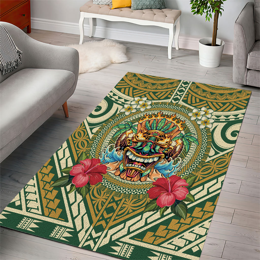 Hawaii Tiki Mask Area Rug Mele Kalikimaka i Iulai! LT9 - Polynesian Pride