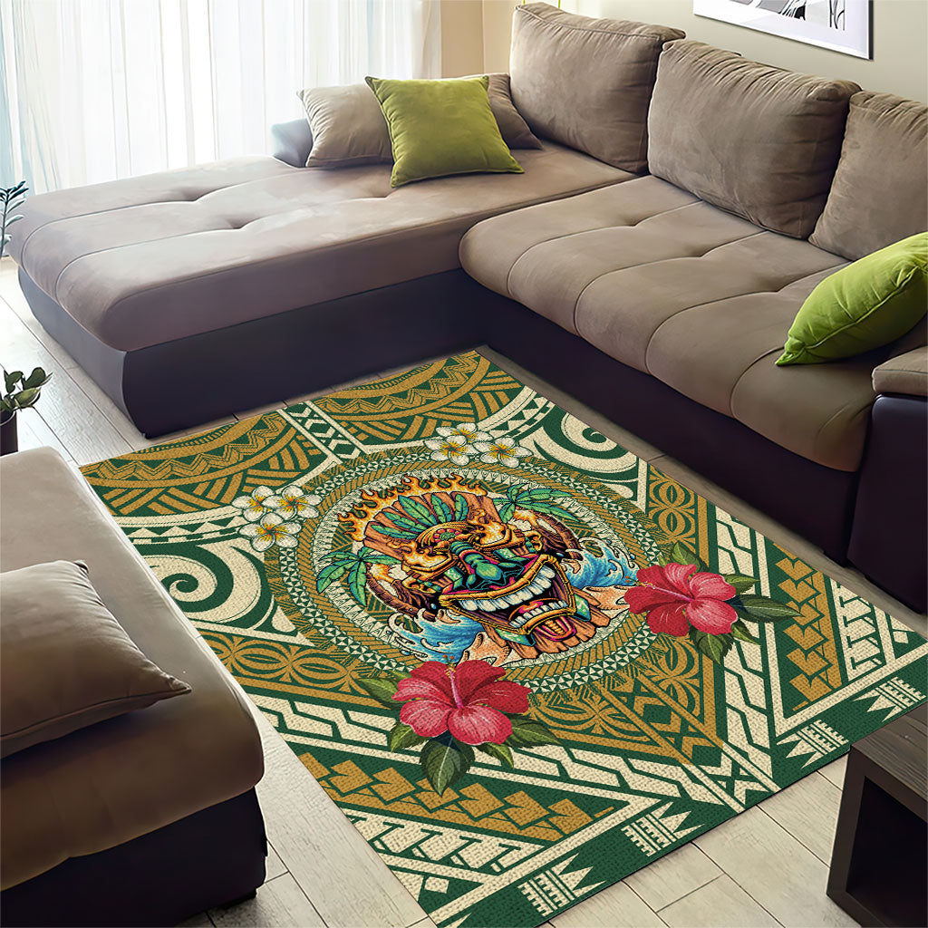 Hawaii Tiki Mask Area Rug Mele Kalikimaka i Iulai! LT9 - Polynesian Pride