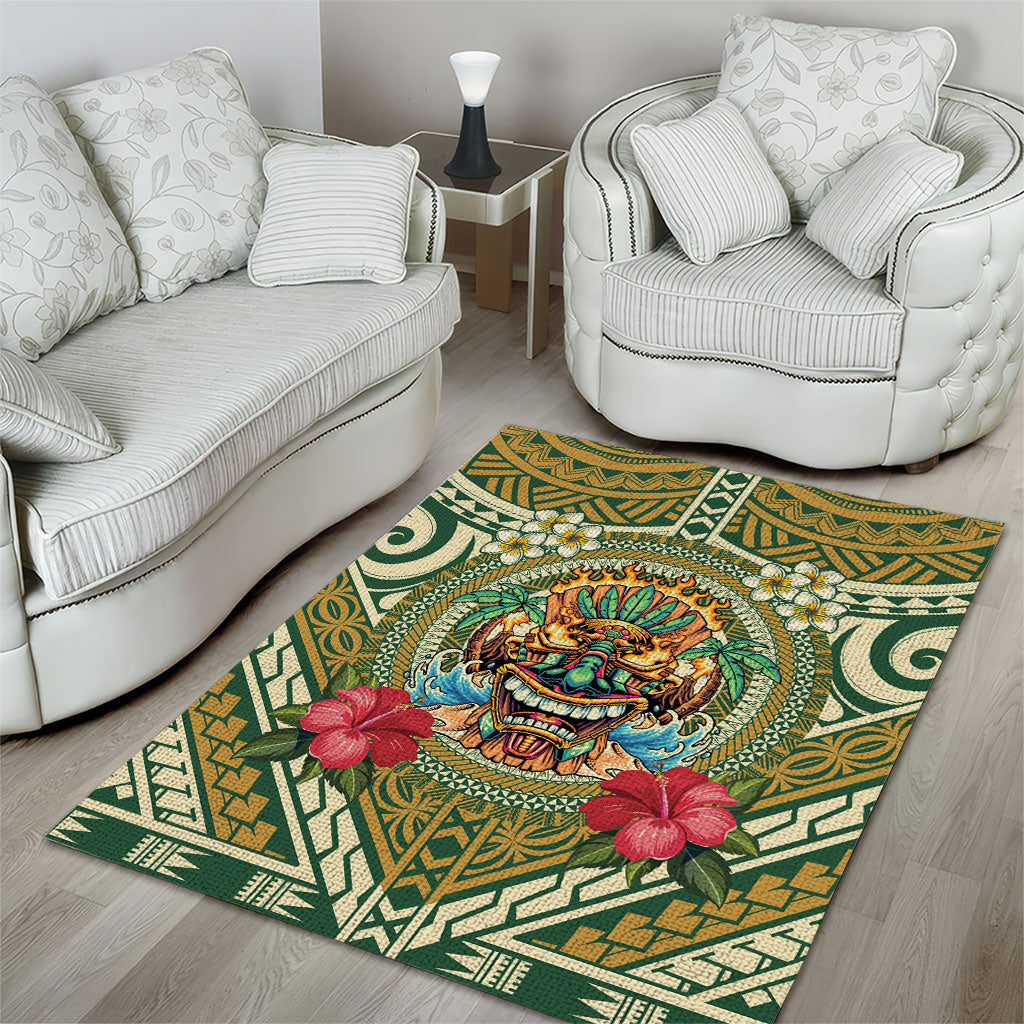 Hawaii Tiki Mask Area Rug Mele Kalikimaka i Iulai! LT9 - Polynesian Pride