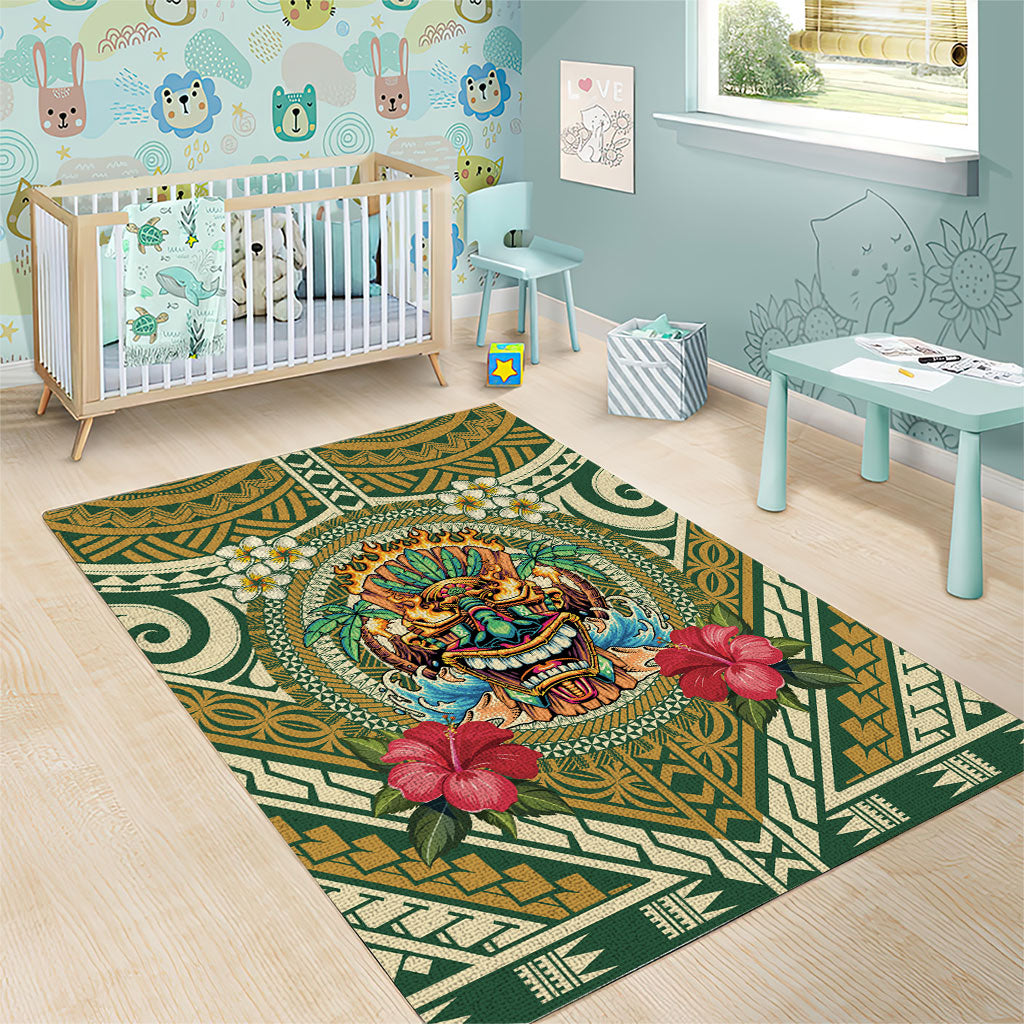Hawaii Tiki Mask Area Rug Mele Kalikimaka i Iulai! LT9 - Polynesian Pride
