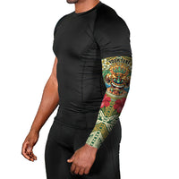 Hawaii Tiki Mask Personalized Arm Sleeves Mele Kalikimaka i Iulai! LT9 - Polynesian Pride