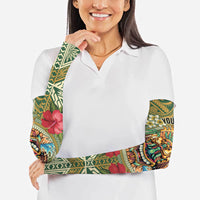 Hawaii Tiki Mask Personalized Arm Sleeves Mele Kalikimaka i Iulai! LT9 - Polynesian Pride