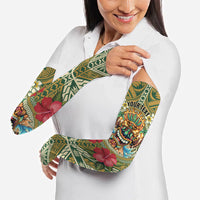 Hawaii Tiki Mask Personalized Arm Sleeves Mele Kalikimaka i Iulai! LT9 - Polynesian Pride