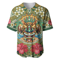Hawaii Tiki Mask Personalized Baseball Jersey Mele Kalikimaka i Iulai! LT9 Green - Polynesian Pride