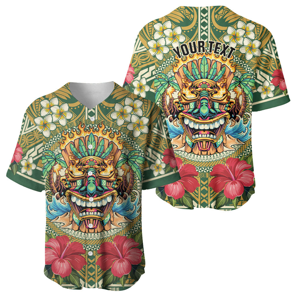 Hawaii Tiki Mask Personalized Baseball Jersey Mele Kalikimaka i Iulai! LT9 - Polynesian Pride
