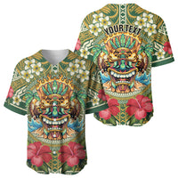 Hawaii Tiki Mask Personalized Baseball Jersey Mele Kalikimaka i Iulai! LT9 - Polynesian Pride