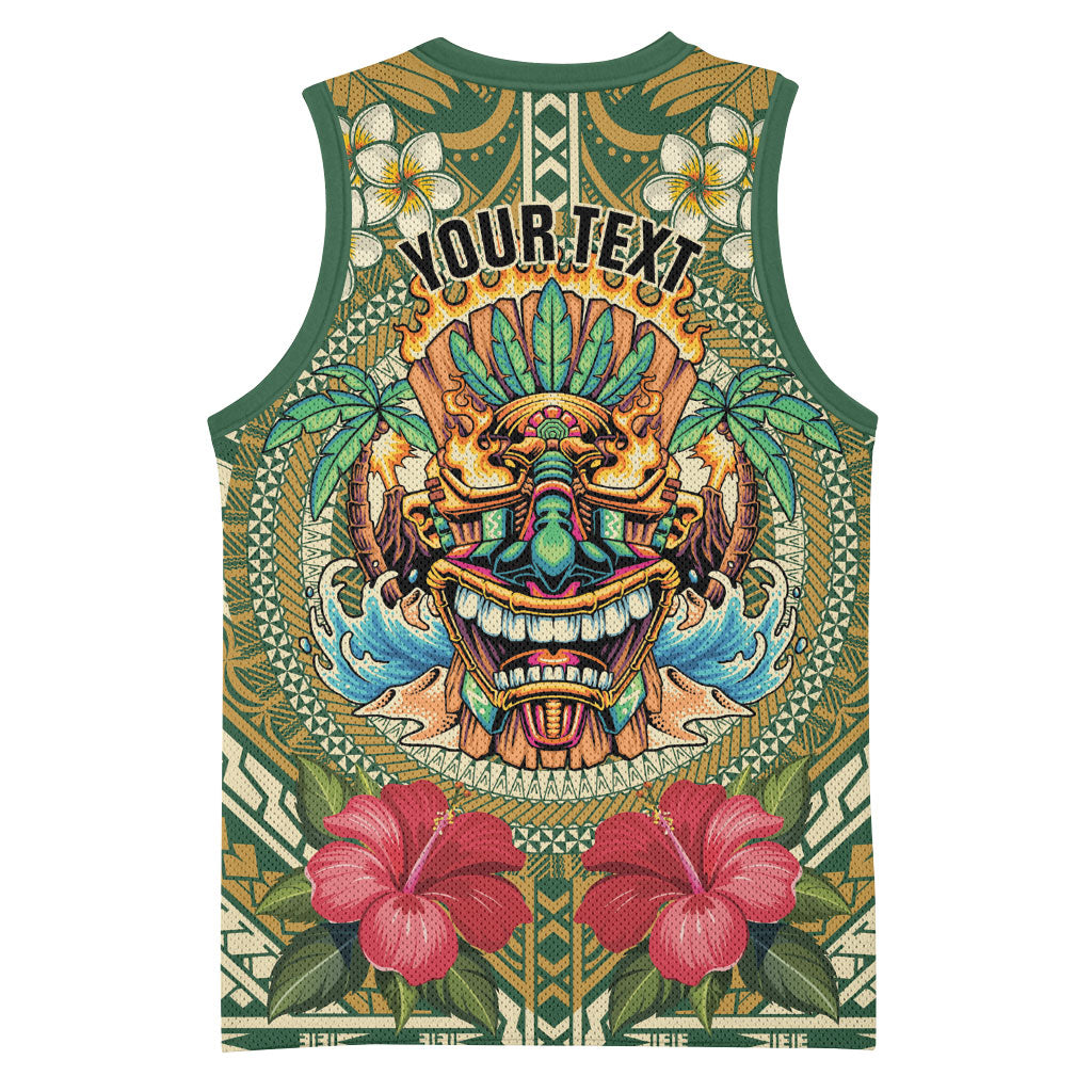 Hawaii Tiki Mask Personalized Basketball Jersey Mele Kalikimaka i Iulai! LT9 - Polynesian Pride