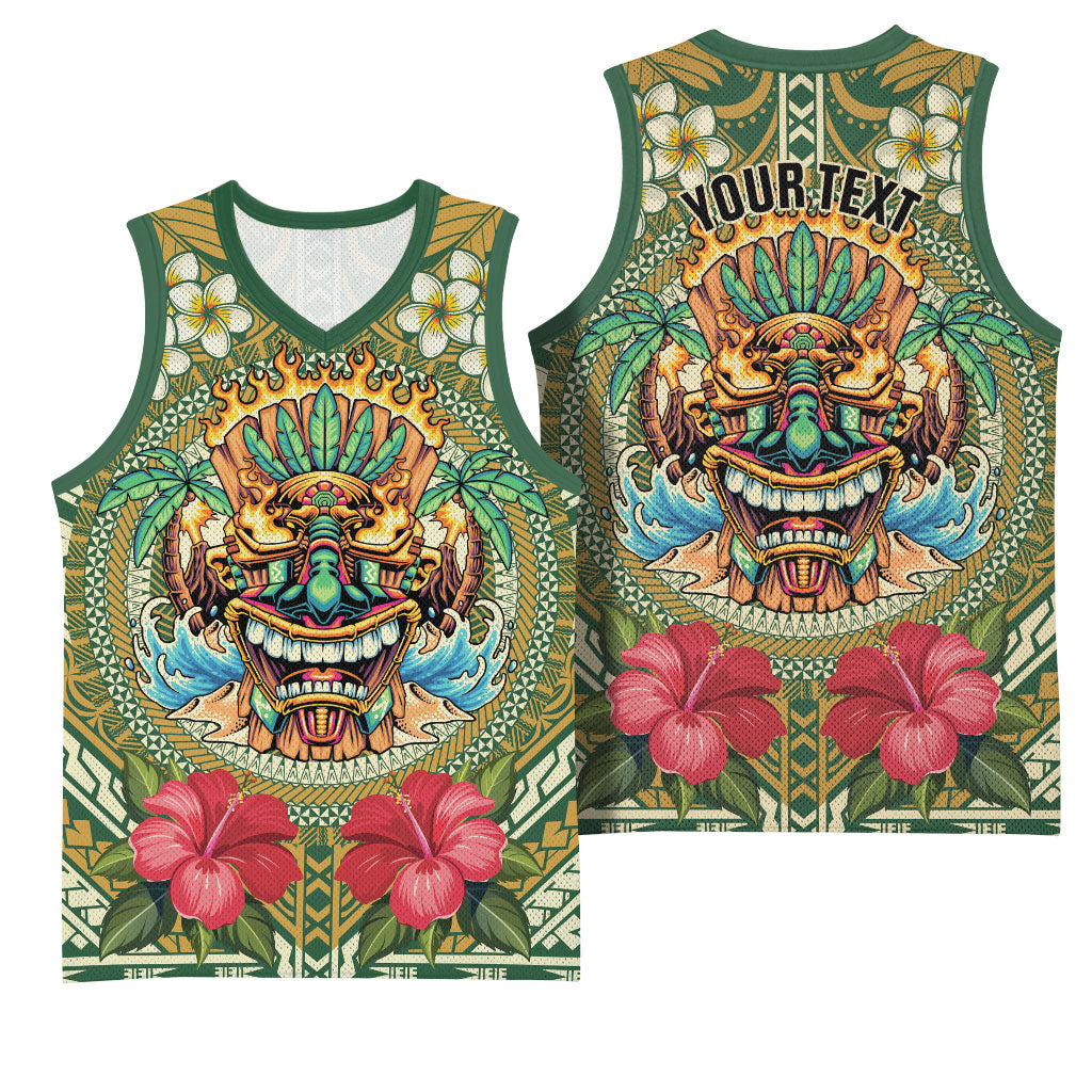 Hawaii Tiki Mask Personalized Basketball Jersey Mele Kalikimaka i Iulai! LT9 - Polynesian Pride