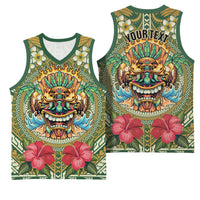 Hawaii Tiki Mask Personalized Basketball Jersey Mele Kalikimaka i Iulai! LT9 - Polynesian Pride
