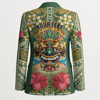 Hawaii Tiki Mask Personalized Blazer Mele Kalikimaka i Iulai! LT9 - Polynesian Pride