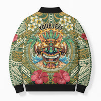 Hawaii Tiki Mask Personalized Bomber Puffer Jacket Mele Kalikimaka i Iulai! LT9 - Polynesian Pride