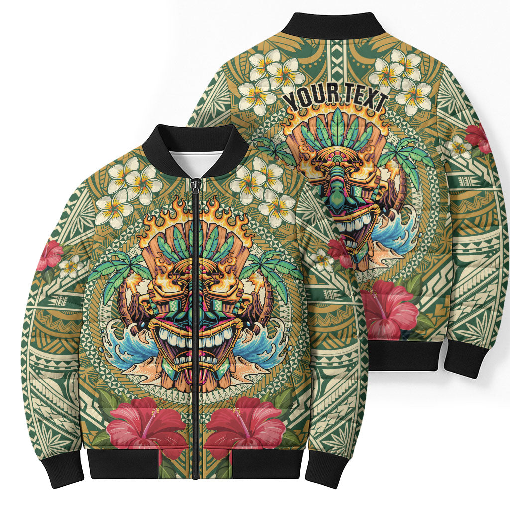 Hawaii Tiki Mask Personalized Bomber Puffer Jacket Mele Kalikimaka i Iulai! LT9 - Polynesian Pride