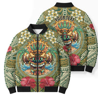 Hawaii Tiki Mask Personalized Bomber Puffer Jacket Mele Kalikimaka i Iulai! LT9 - Polynesian Pride