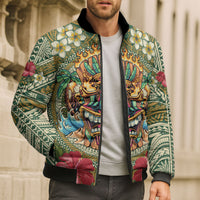 Hawaii Tiki Mask Personalized Bomber Puffer Jacket Mele Kalikimaka i Iulai! LT9 - Polynesian Pride