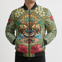 Hawaii Tiki Mask Personalized Bomber Puffer Jacket Mele Kalikimaka i Iulai! LT9 - Polynesian Pride