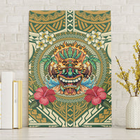 Hawaii Tiki Mask Canvas Wall Art Mele Kalikimaka i Iulai! LT9 Without Frame Green - Polynesian Pride