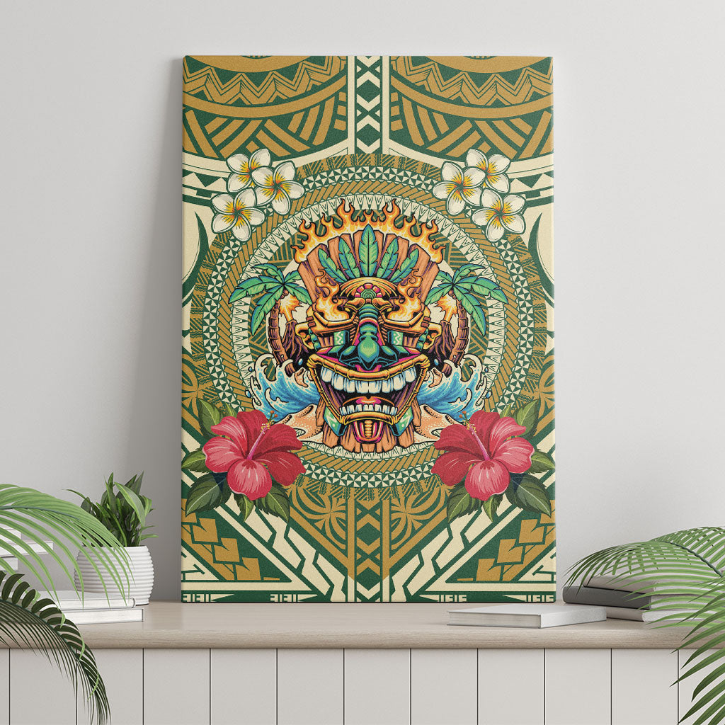 Hawaii Tiki Mask Canvas Wall Art Mele Kalikimaka i Iulai! LT9 - Polynesian Pride