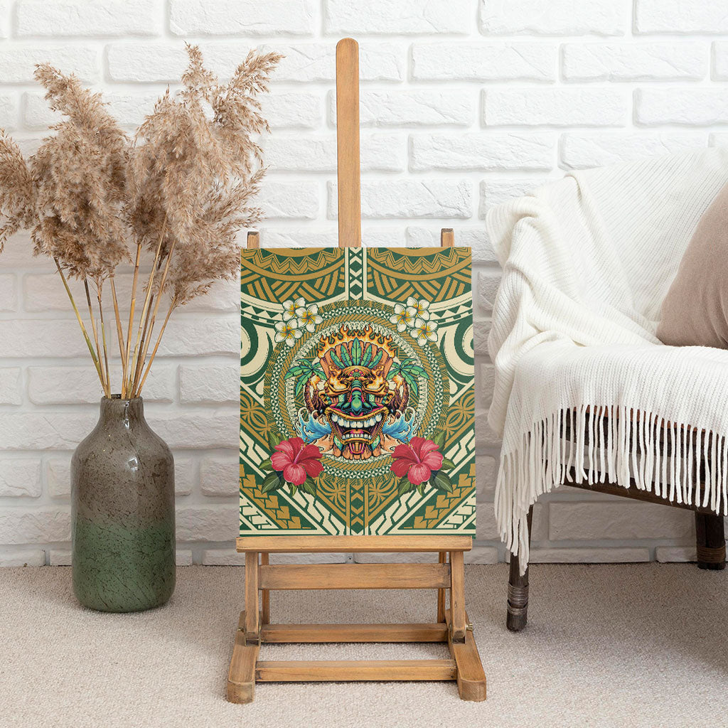 Hawaii Tiki Mask Canvas Wall Art Mele Kalikimaka i Iulai! LT9 - Polynesian Pride