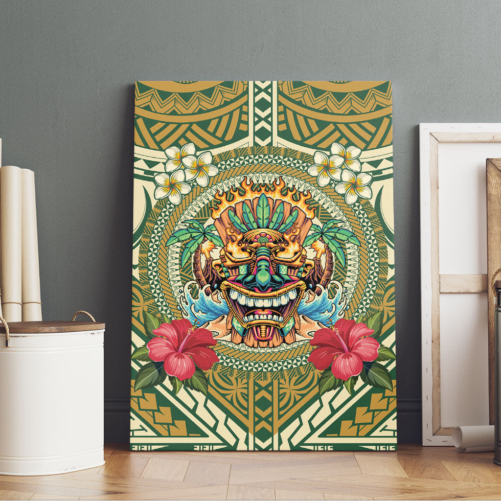 Hawaii Tiki Mask Canvas Wall Art Mele Kalikimaka i Iulai! LT9 - Polynesian Pride
