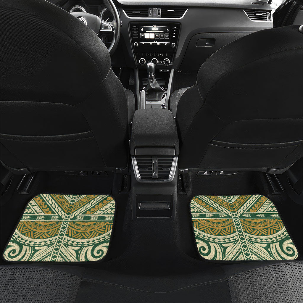 Hawaii Tiki Mask Personalized Car Mats Mele Kalikimaka i Iulai! LT9 Set 2pcs - Back Green - Polynesian Pride
