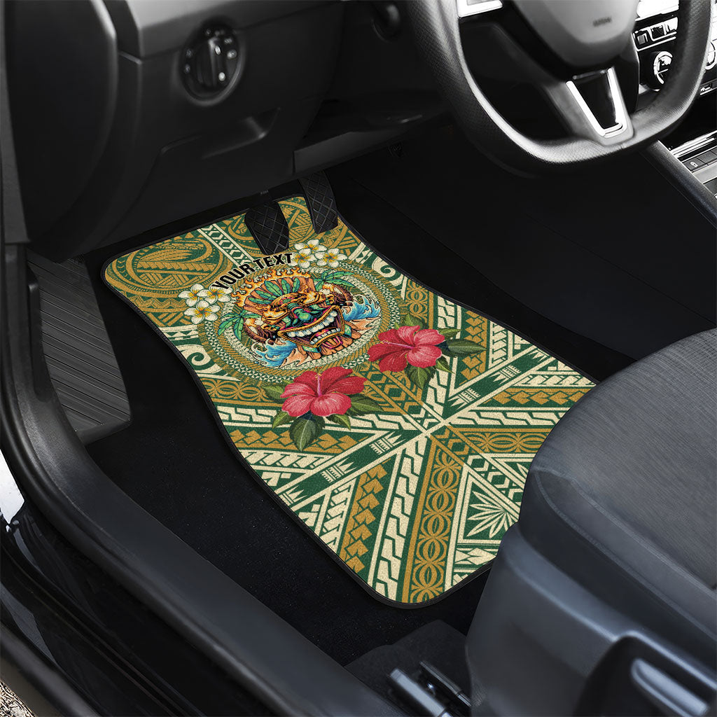 Hawaii Tiki Mask Personalized Car Mats Mele Kalikimaka i Iulai! LT9 - Polynesian Pride