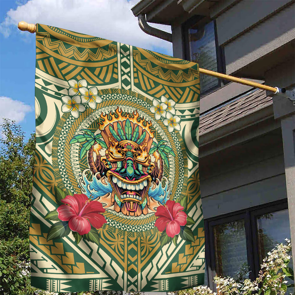 Hawaii Tiki Mask Garden Flag Mele Kalikimaka i Iulai! LT9 - Polynesian Pride